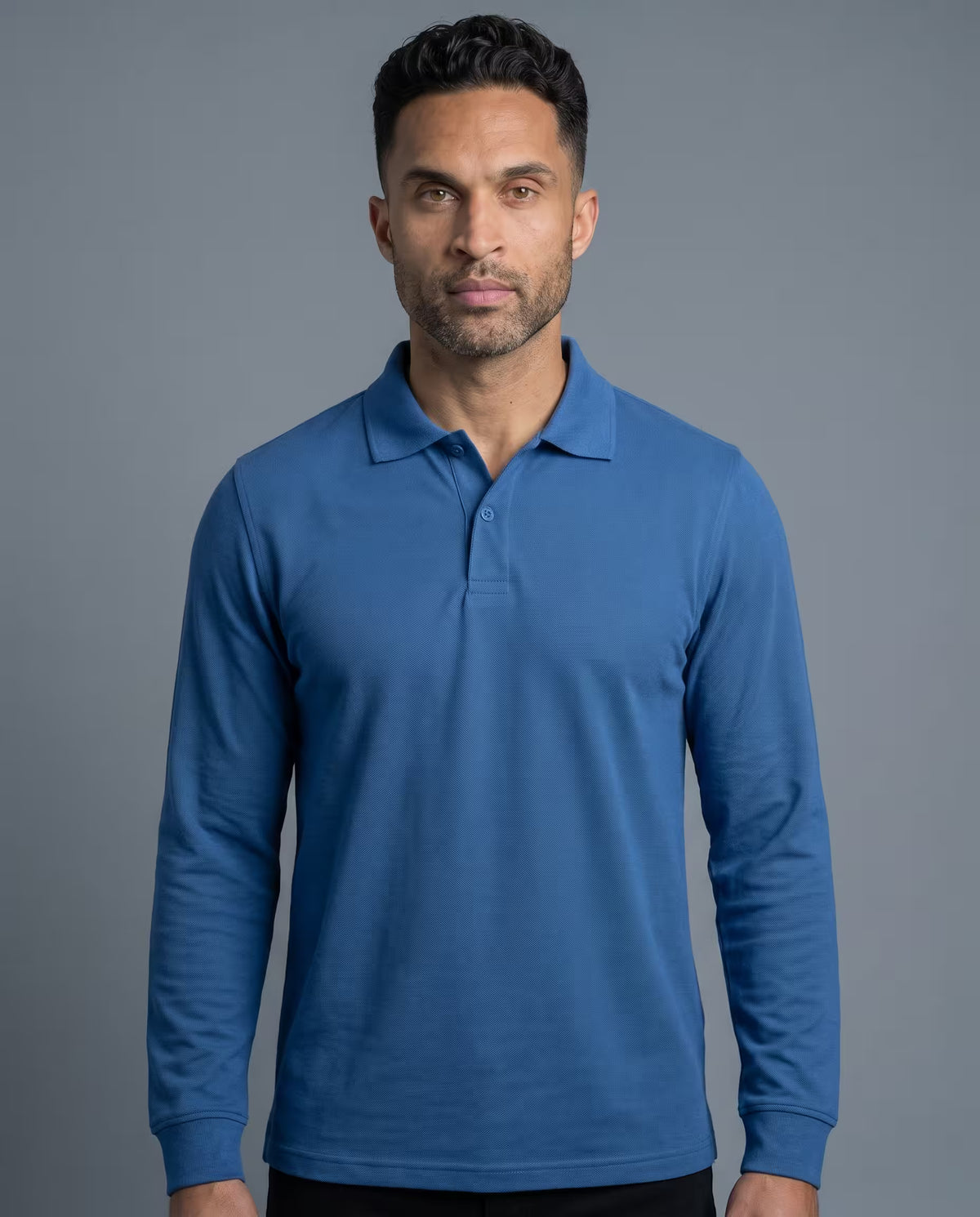 Polo Manga Larga Azul