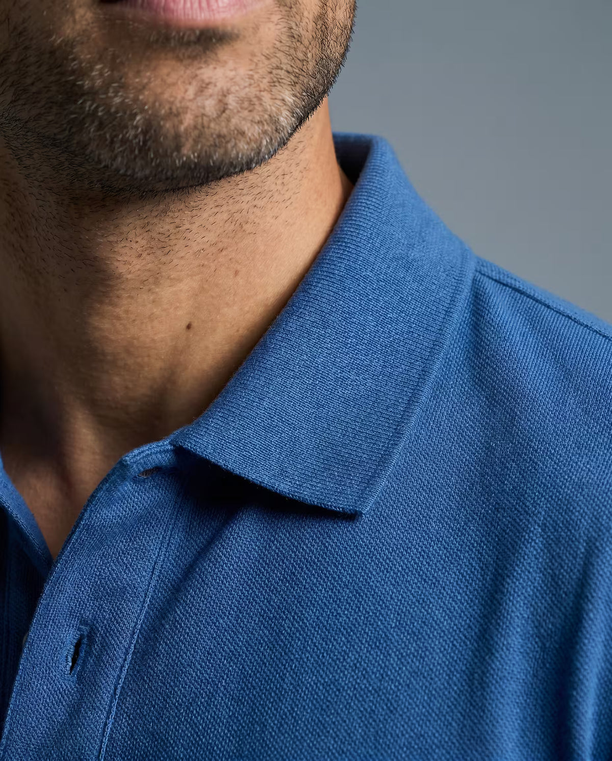 Polo Manga Larga Azul