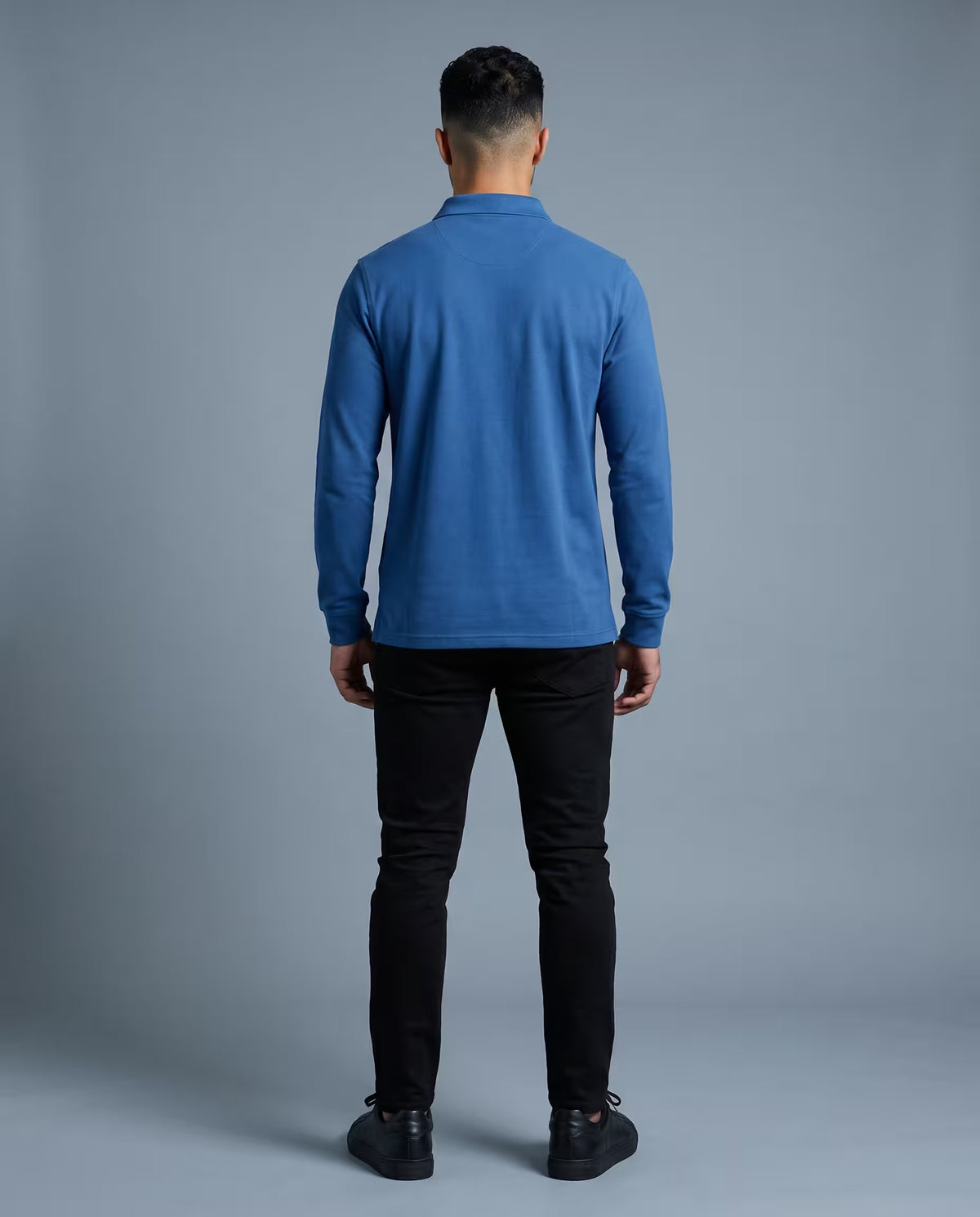 Polo Manga Larga Azul
