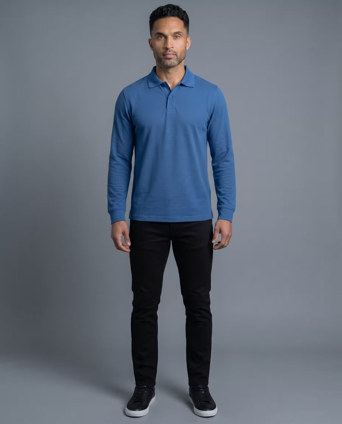 Polo Manga Larga Azul