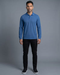 Polo Manga Larga Azul