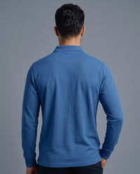 Polo Manga Larga Azul