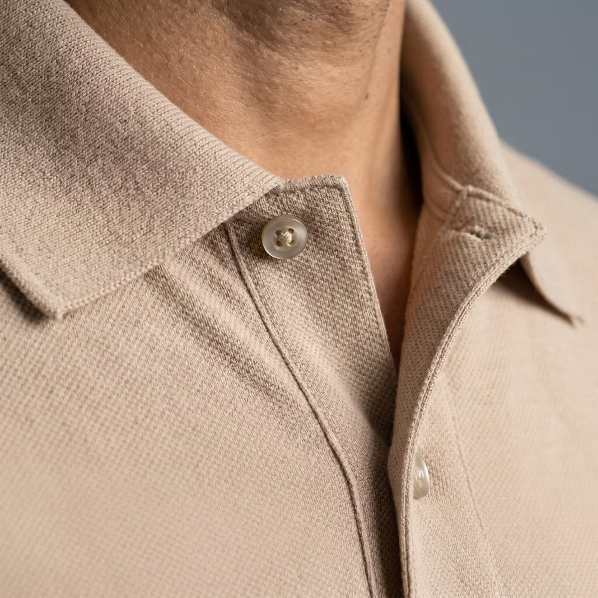 Polo Manga Corta Camel
