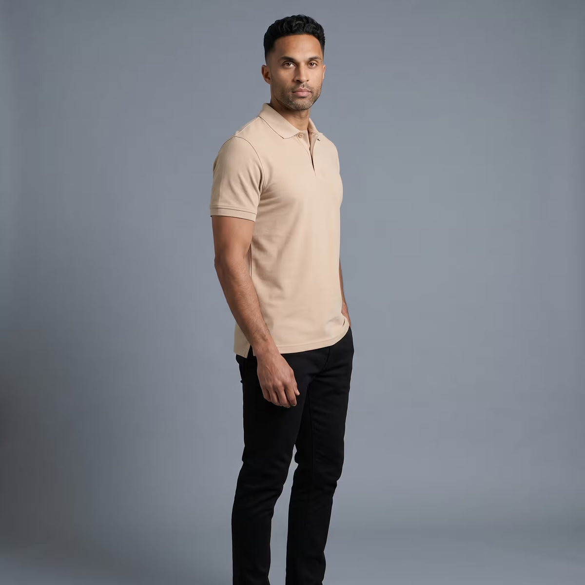 Polo Manga Corta Camel