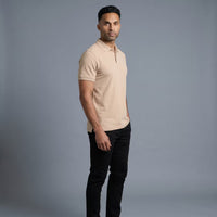 Polo Manga Corta Camel