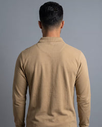 Polo Manga Larga Camel