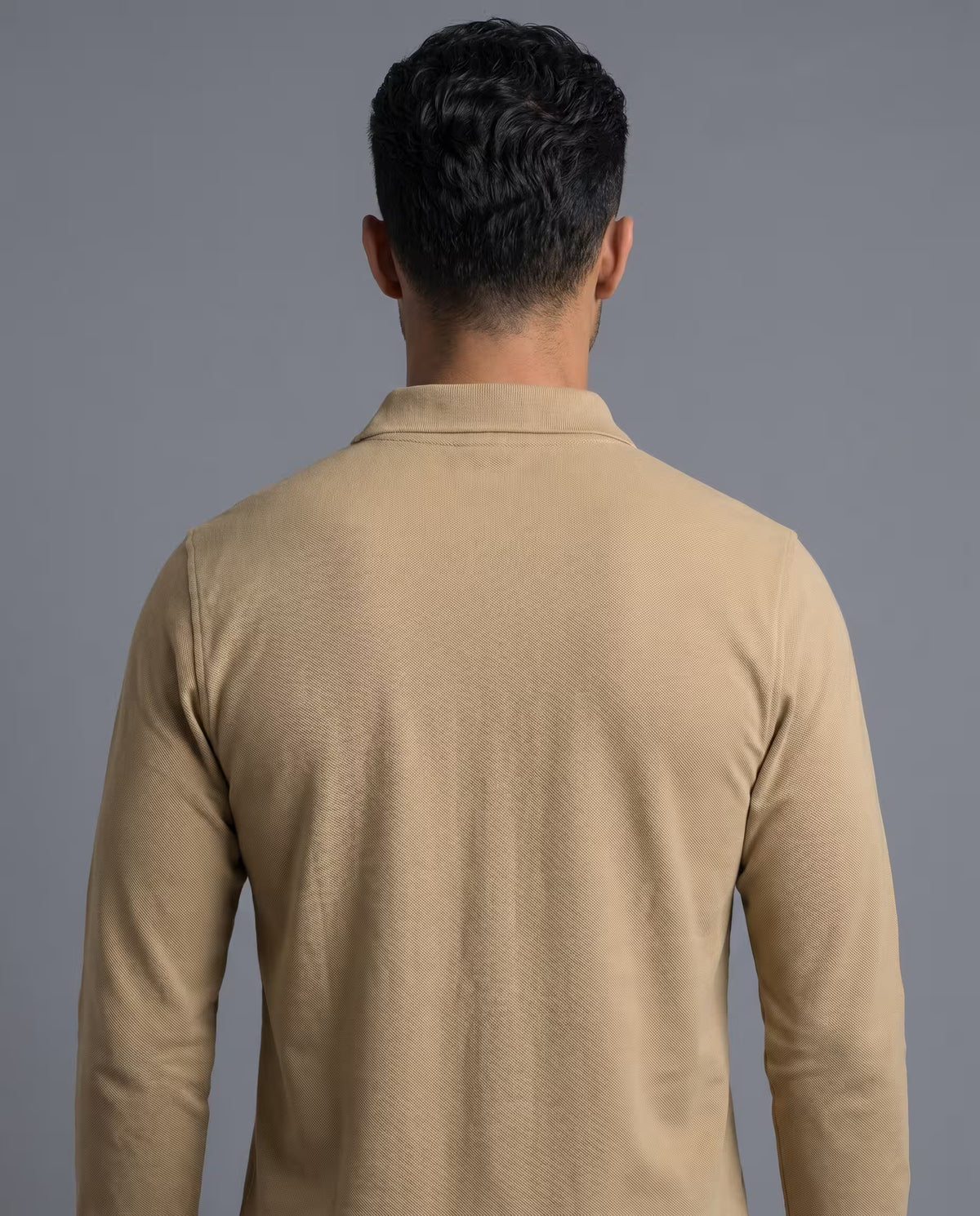 Polo Manga Larga Camel