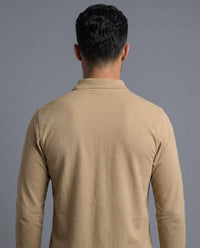 Polo Manga Larga Camel
