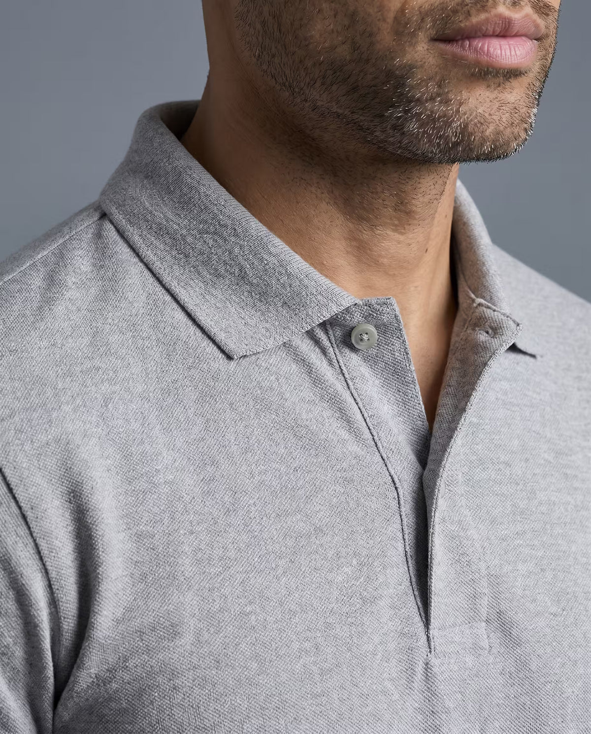 Polo Manga Larga Gris