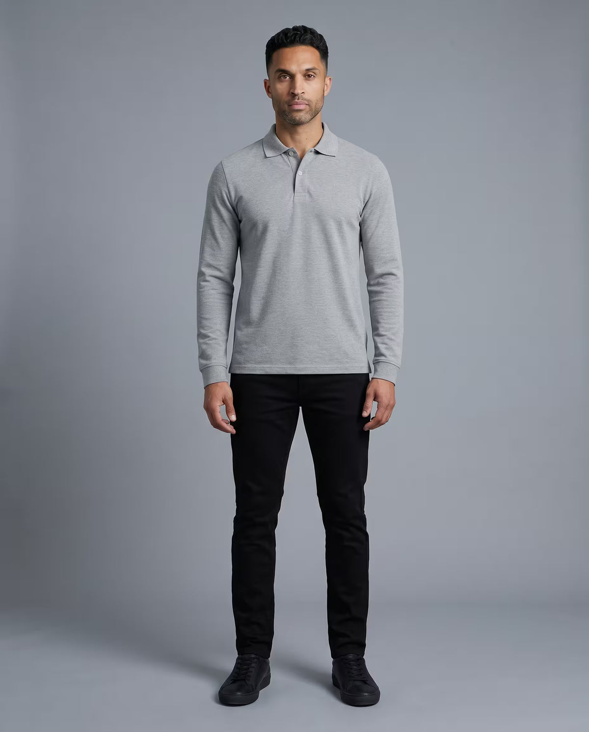 Polo Manga Larga Gris