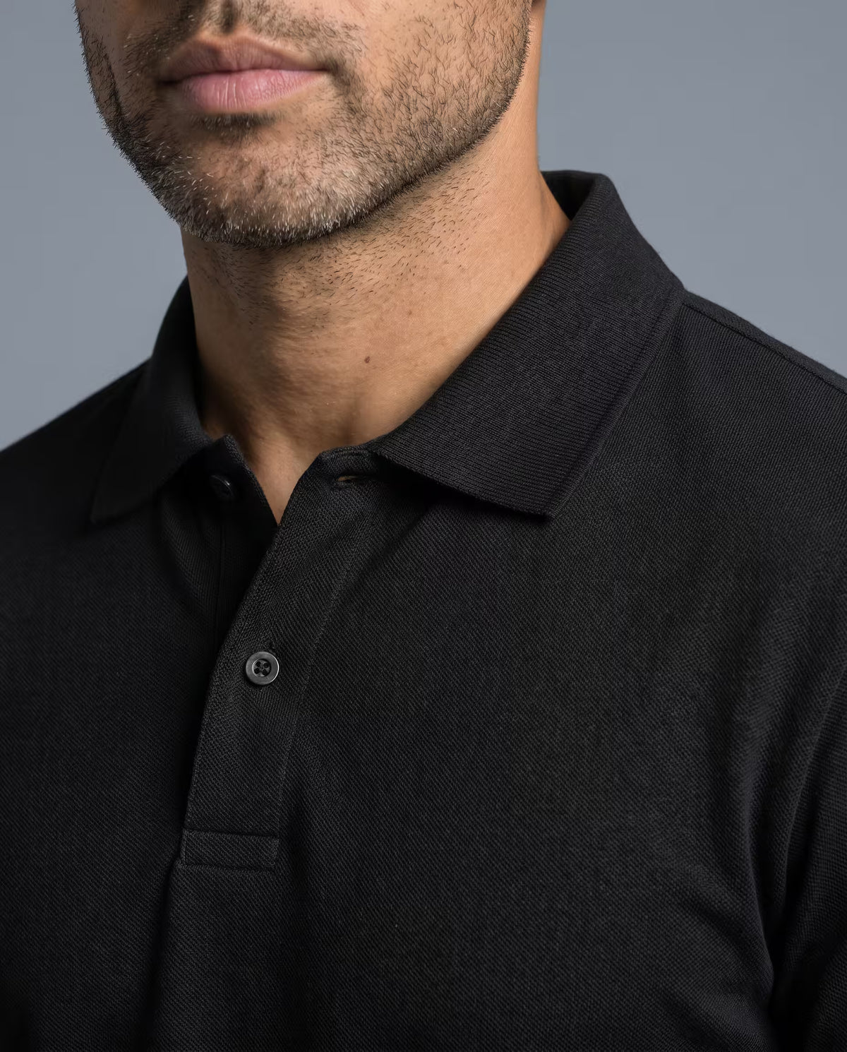 Polo Manga Larga Negro