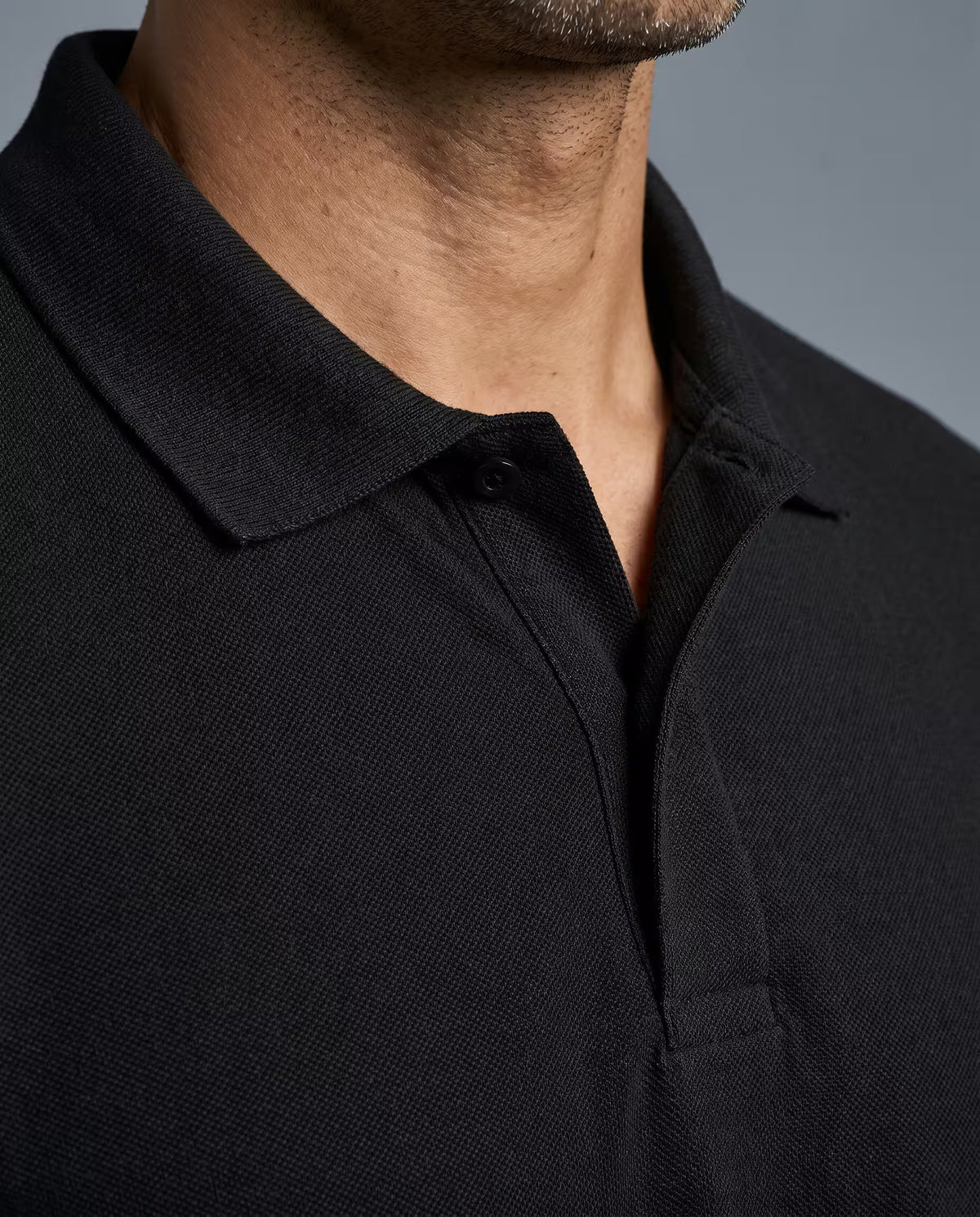Polo Manga Larga Negro