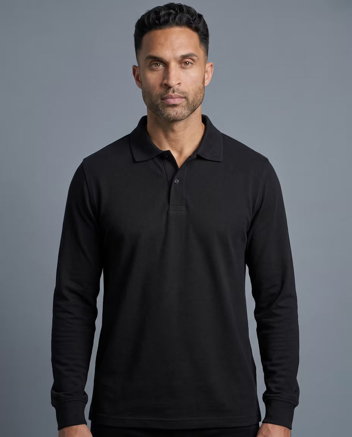 Polo Manga Larga Negro