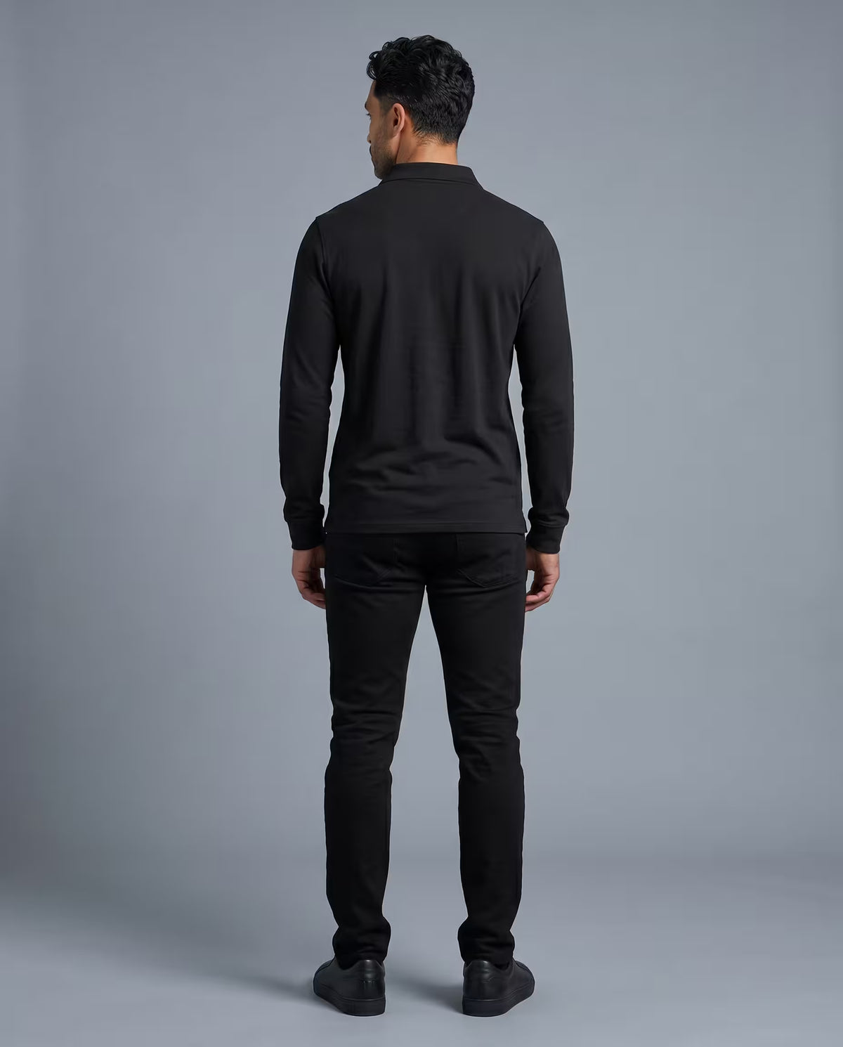 Polo Manga Larga Negro