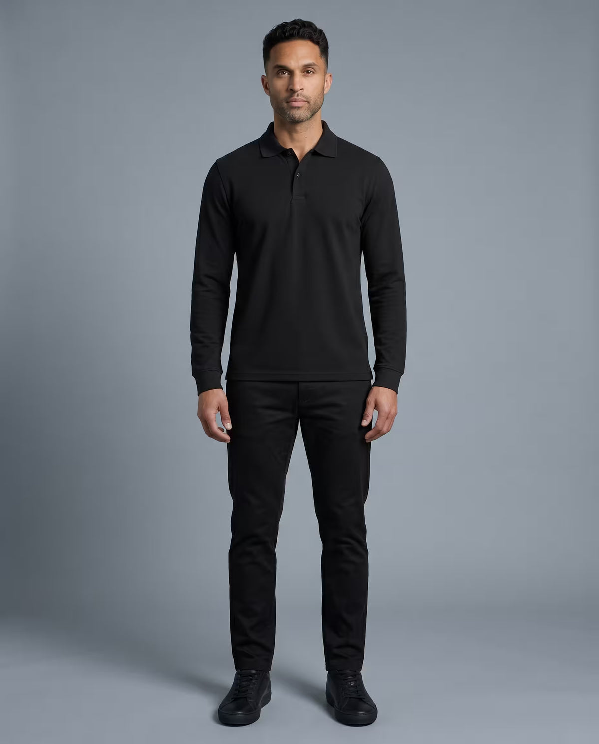 Polo Manga Larga Negro