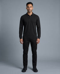Polo Manga Larga Negro