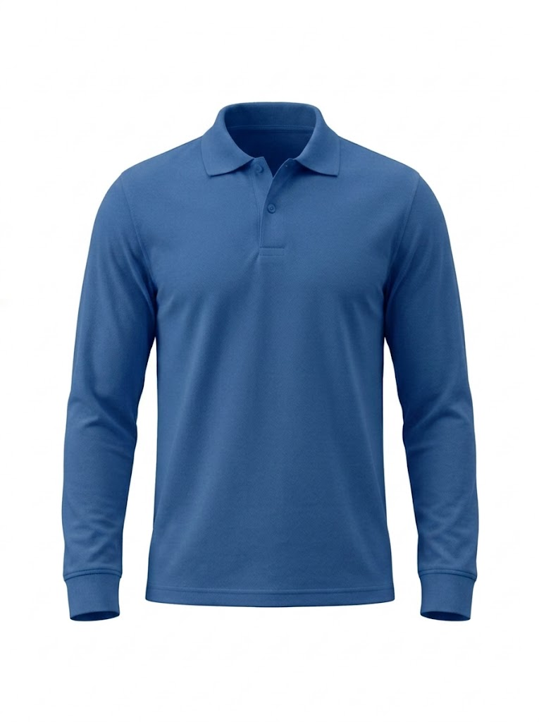 Polo Manga Larga Azul