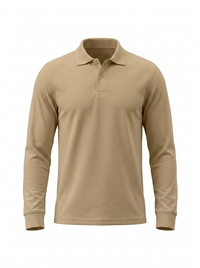 Polo Manga Larga Camel