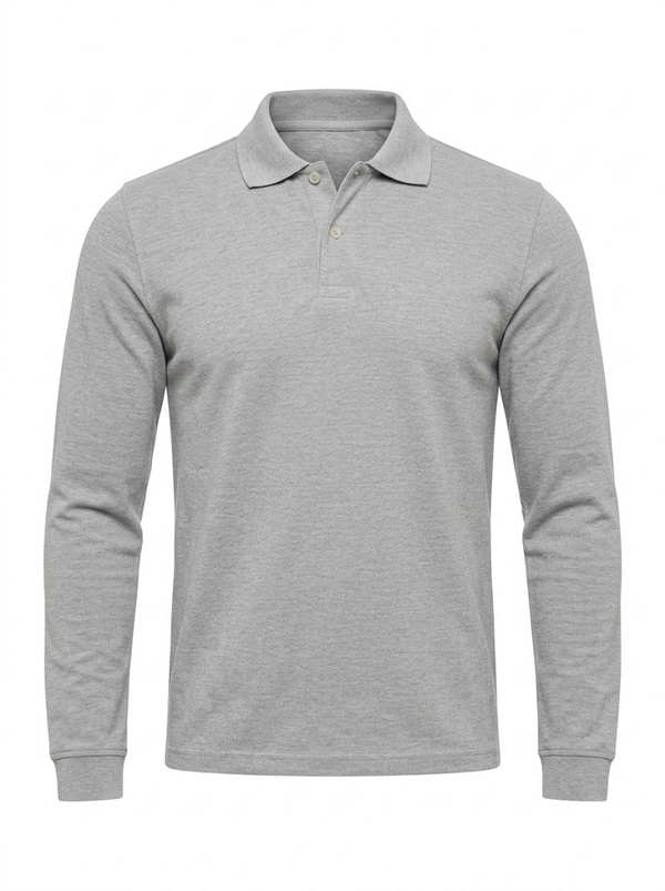 Polo Manga Larga Gris