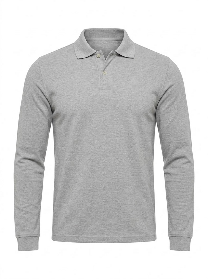Polo Manga Larga Gris
