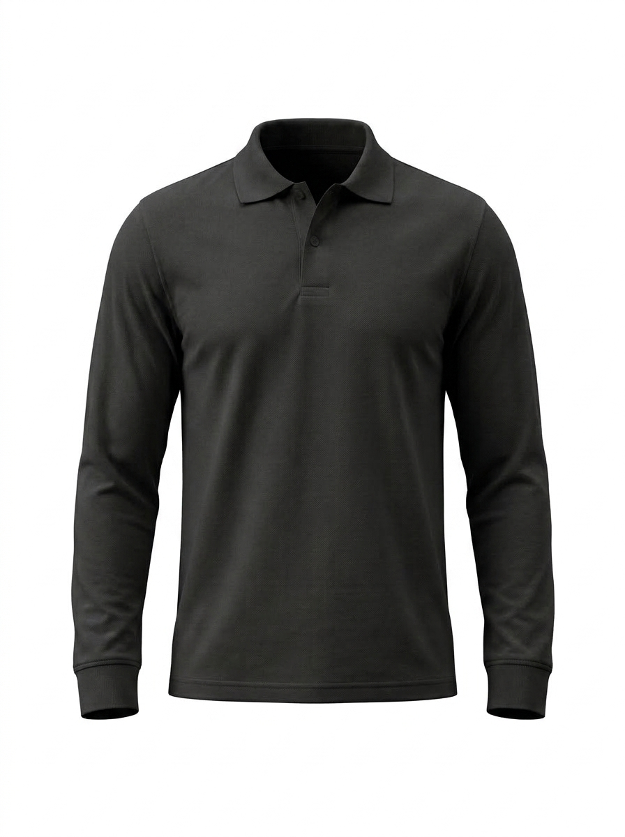 Polo Manga Larga Negro