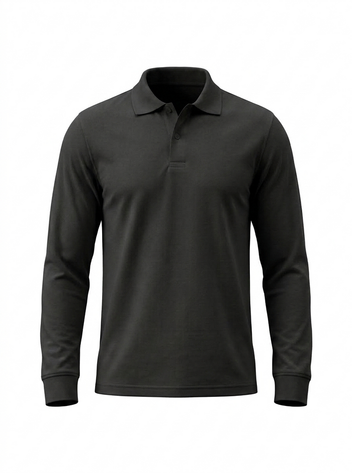 Polo Manga Larga Negro